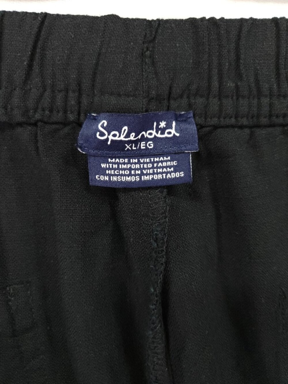 Splendid Pants Womens XL Black Linen Blend Wide Leg Drawstring Elastic Waist - Picture 9 of 14